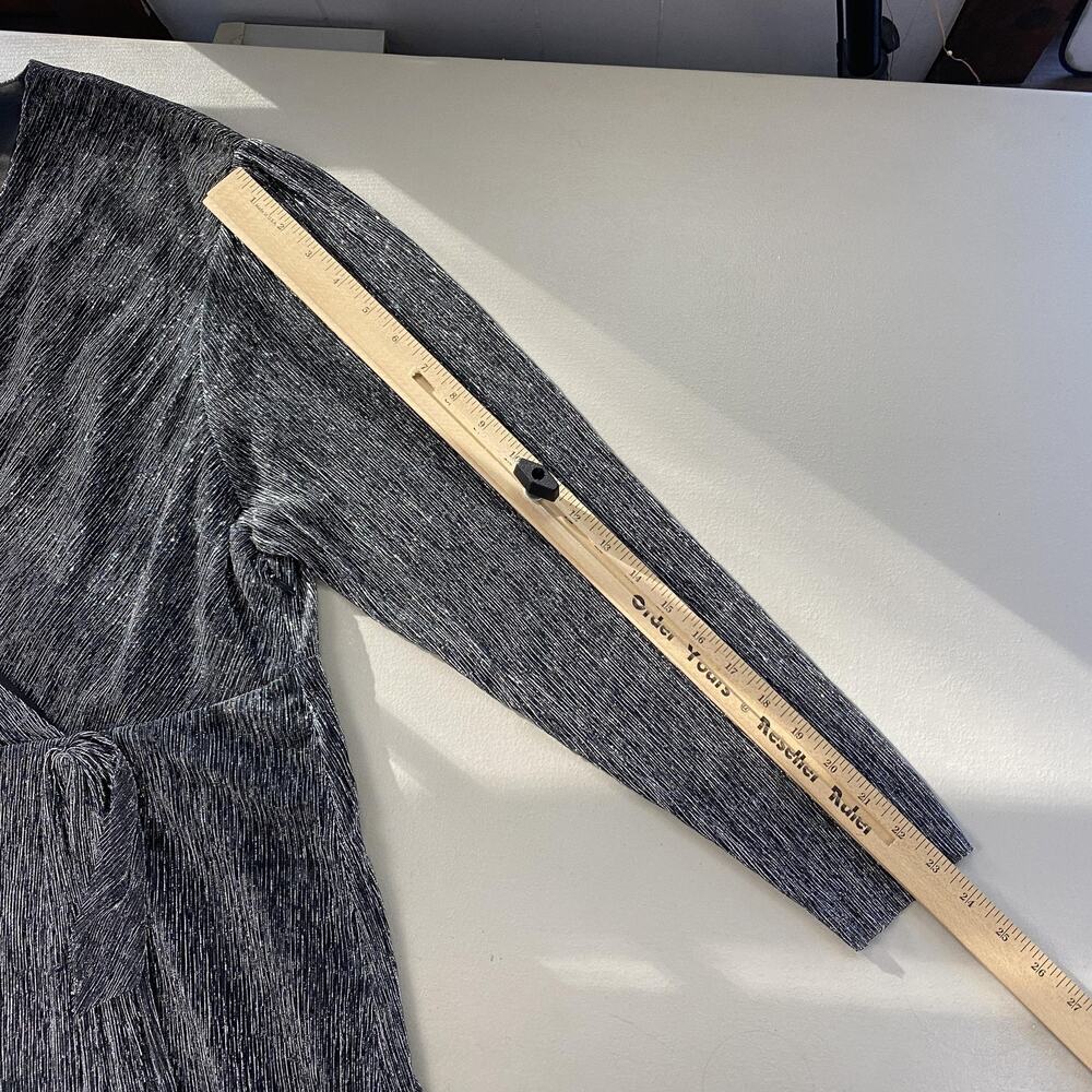 Serra Dress Womens XXL Metallic Silver Pleated Faux Wrap New Years Party Glam - Picture 8 of 15